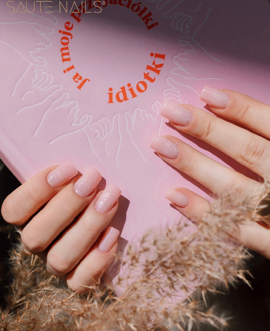 Saute Nails One Touch Glitter Pink 30Gr – Gel Rose Pailleté de Construction