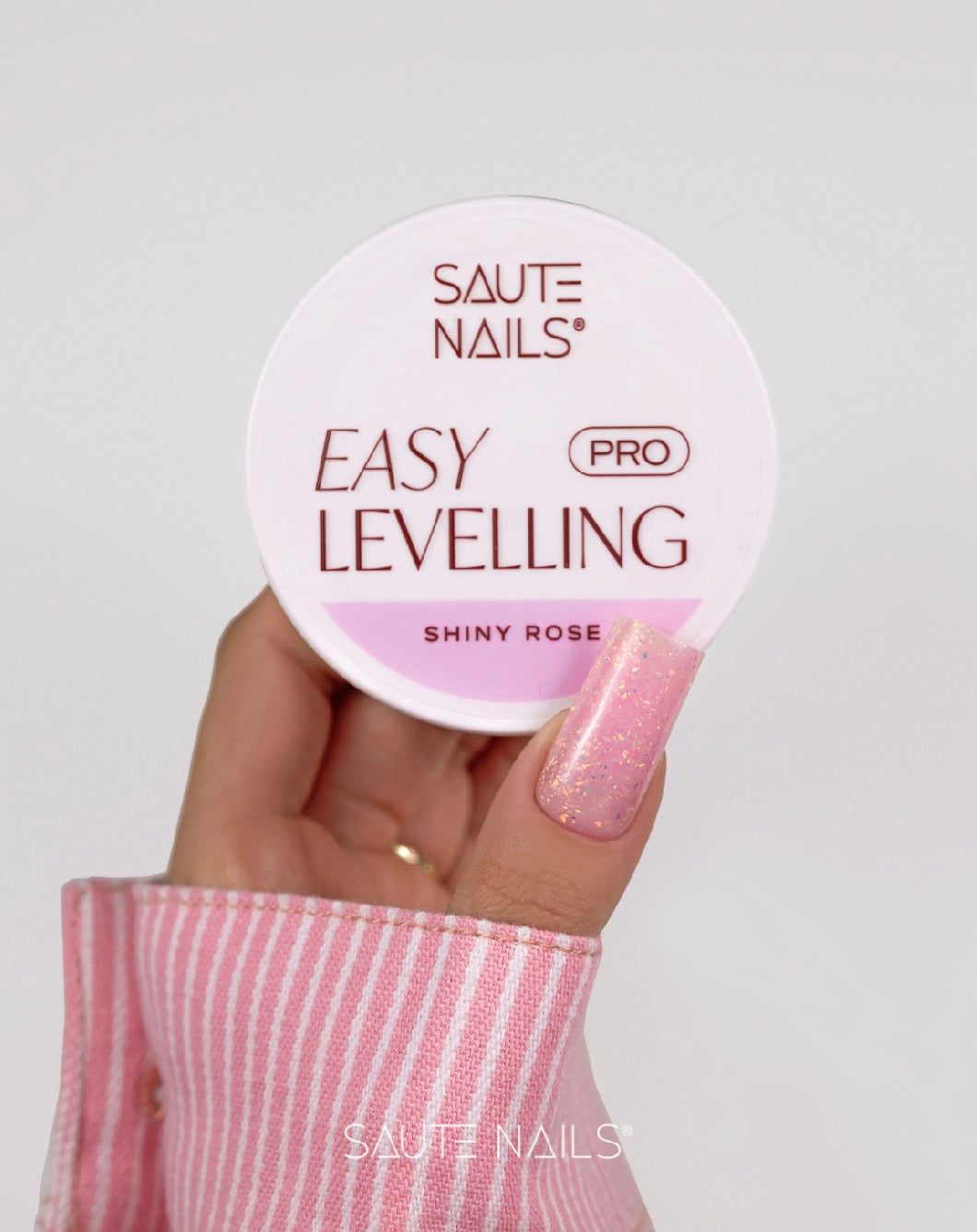 Saute Nails Easy Levelling Shiny Rose – Gel de Construction Rose Scintillant