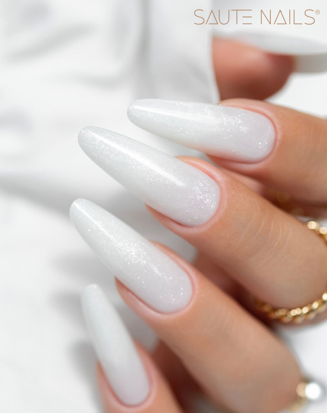 Saute Nails One Touch Milky White Glitter – Gel Blanc Lacté Pailleté