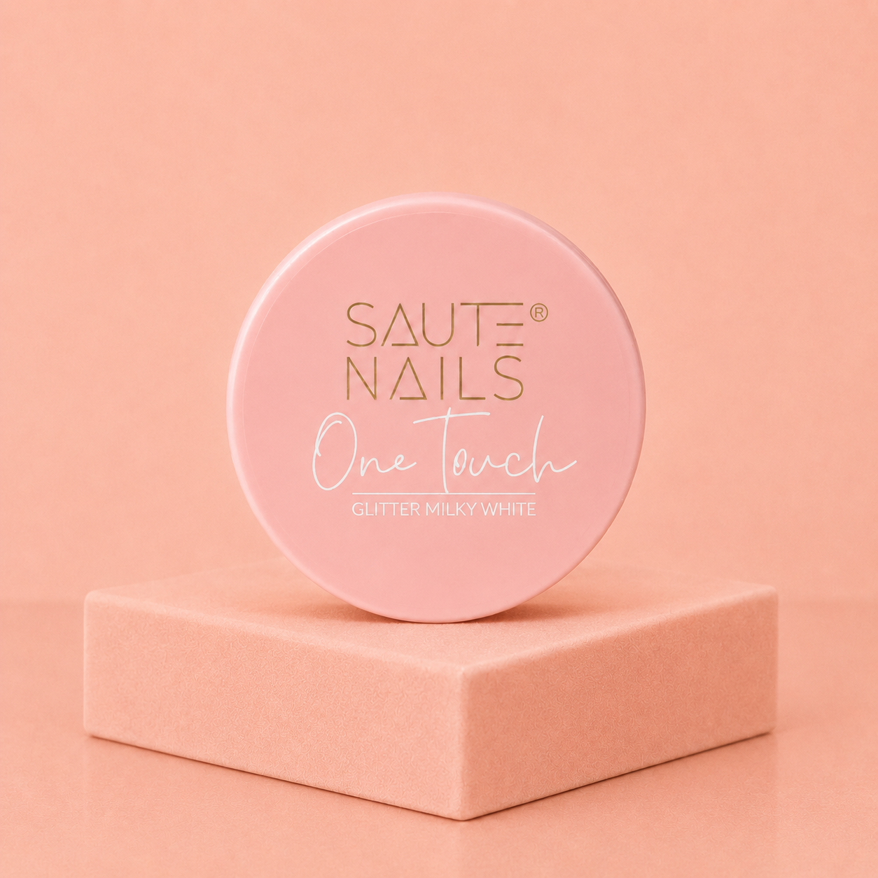Saute Nails One Touch Milky White Glitter – Gel Blanc Lacté Pailleté