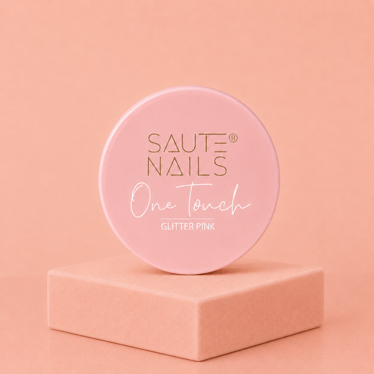 Saute Nails One Touch Glitter Pink 30Gr – Gel Rose Pailleté de Construction