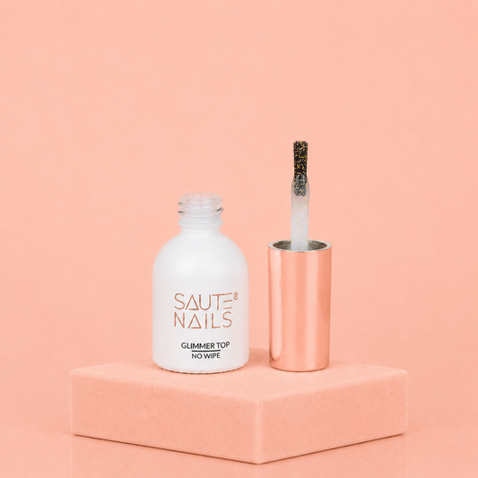 Saute Nails Glimmer Top No Wipe – Top Coat Pailleté Sans Résidu