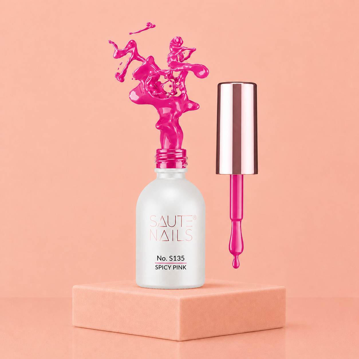 Couleur Semi-Permanente Saute Nails n°135 Spicy Pink – Rose Intense et Audacieux