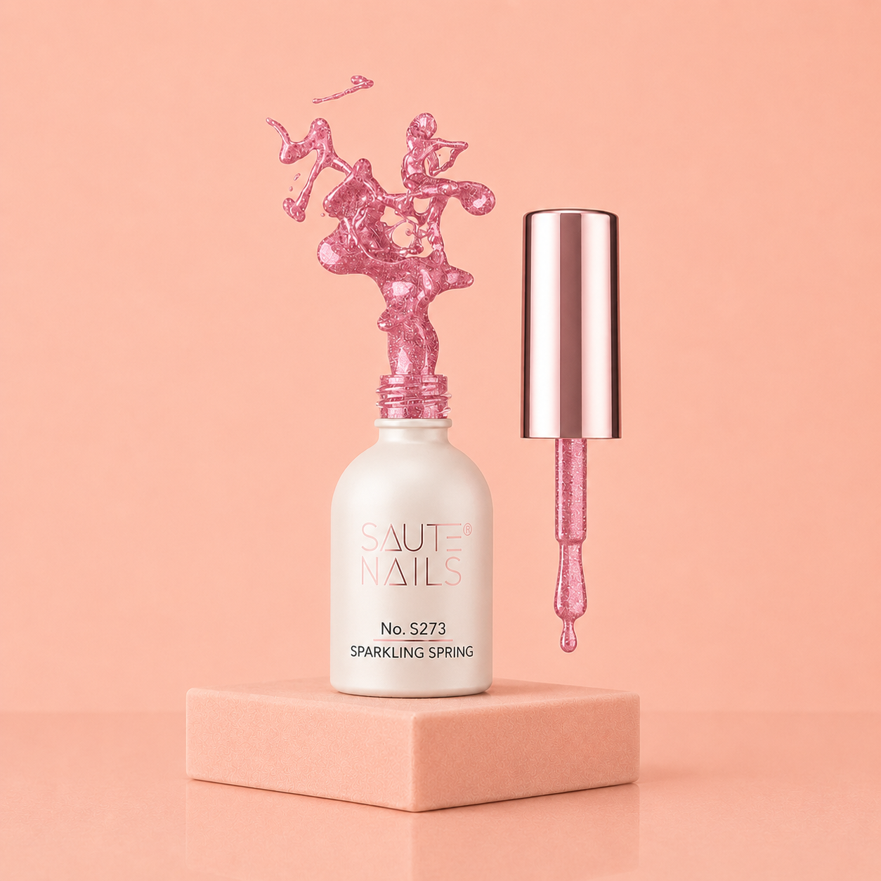 Couleur Semi-Permanente Saute Nails n°S273 Sparkling Spring – Rose Vif Scintillant
