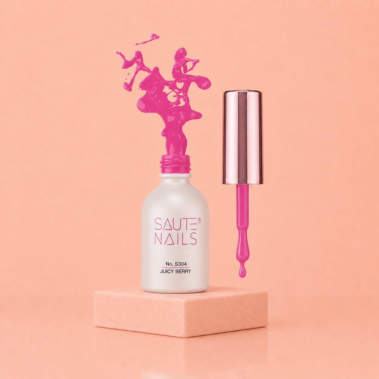 Couleur Semi-Permanente Saute Nails n°304 Juicy Berry  – Rose Pailleté